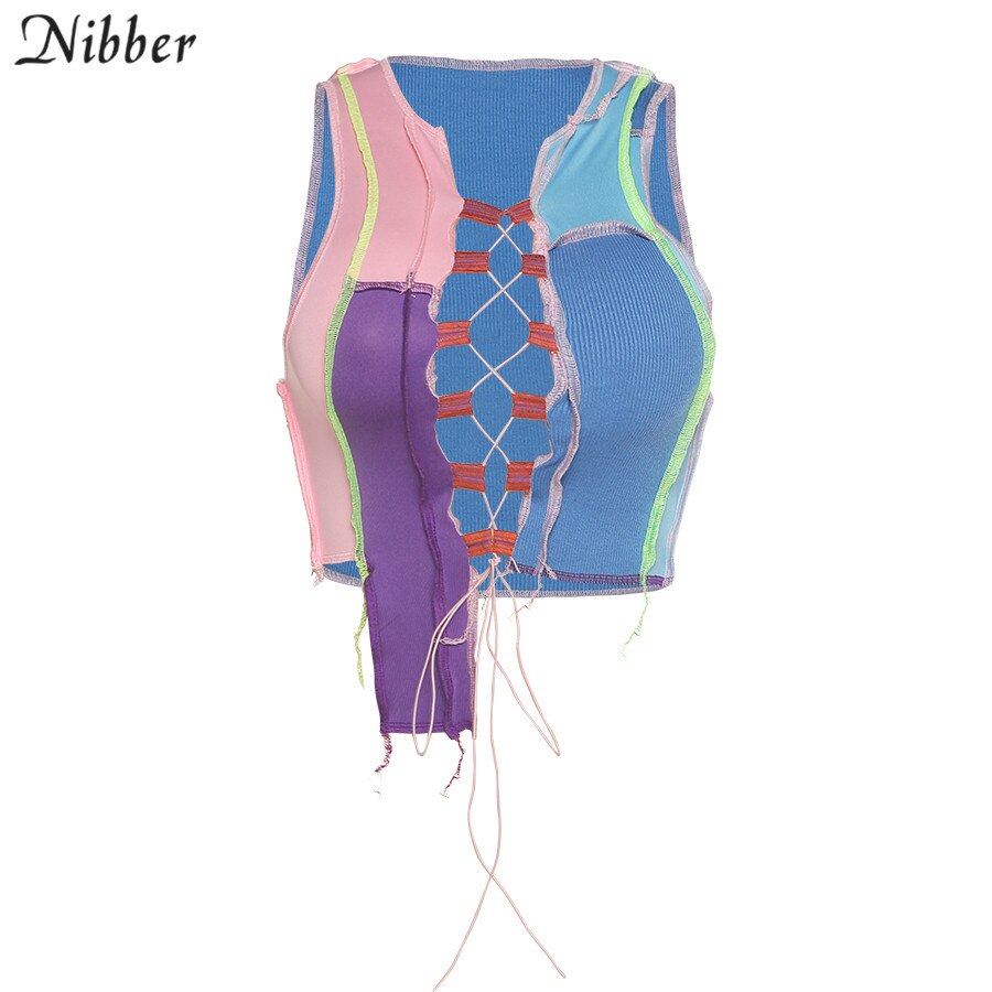 Street Wear Punk Style Ribbed Knitting Colorful Tank Top JKP4550 Street Wear Punk Style Ribbed Knitting Colorful Tank Top JKP4550