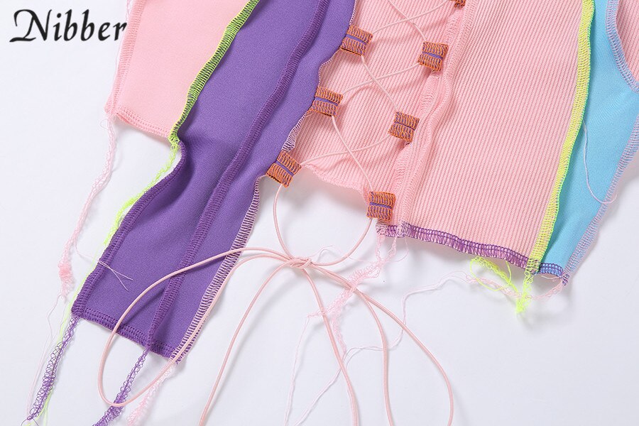 Street Wear Punk Style Ribbed Knitting Colorful Tank Top JKP4550 Street Wear Punk Style Ribbed Knitting Colorful Tank Top JKP4550