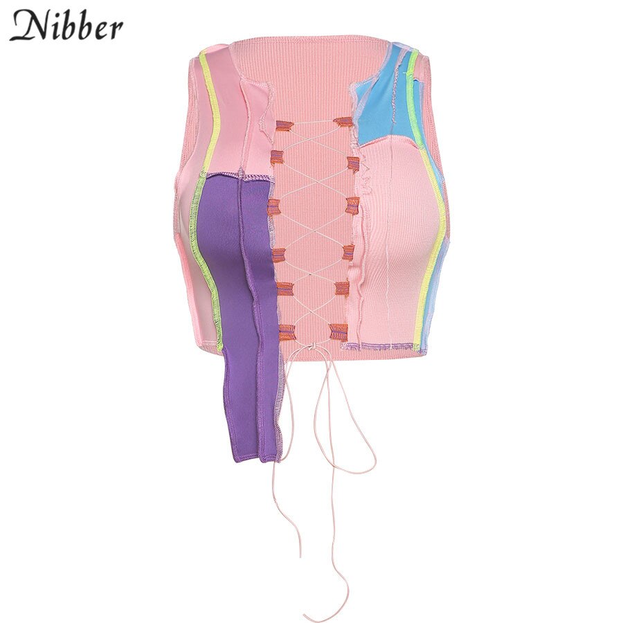 Street Wear Punk Style Ribbed Knitting Colorful Tank Top JKP4550 Street Wear Punk Style Ribbed Knitting Colorful Tank Top JKP4550