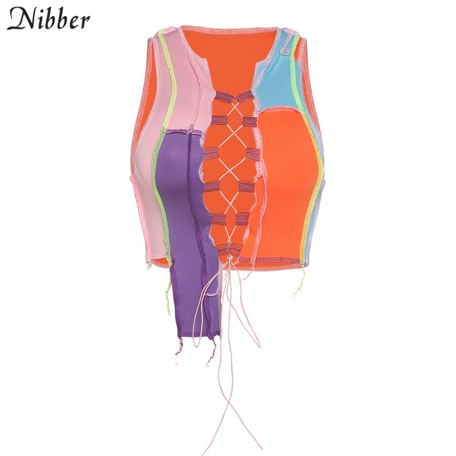 Street Wear Punk Style Ribbed Knitting Colorful Tank Top JKP4550 Street Wear Punk Style Ribbed Knitting Colorful Tank Top JKP4550