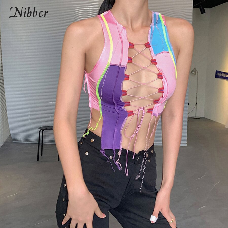 Street Wear Punk Style Ribbed Knitting Colorful Tank Top JKP4550 Street Wear Punk Style Ribbed Knitting Colorful Tank Top JKP4550