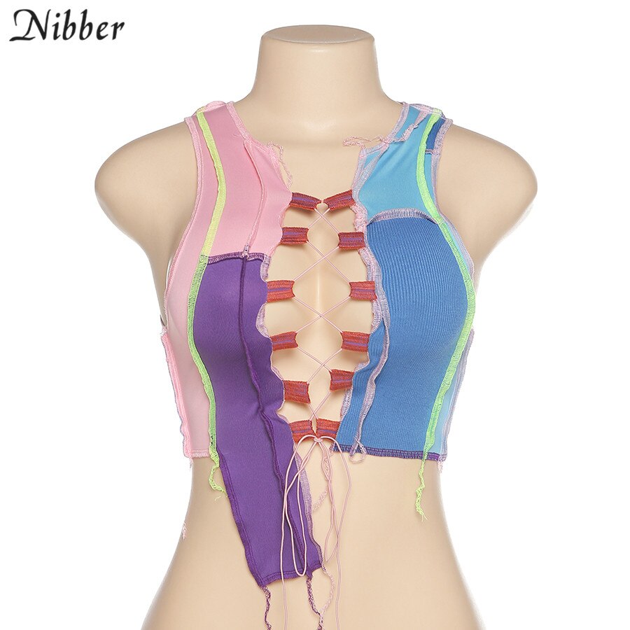 Street Wear Punk Style Ribbed Knitting Colorful Tank Top JKP4550 Street Wear Punk Style Ribbed Knitting Colorful Tank Top JKP4550