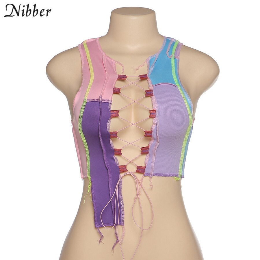 Street Wear Punk Style Ribbed Knitting Colorful Tank Top JKP4550 Street Wear Punk Style Ribbed Knitting Colorful Tank Top JKP4550