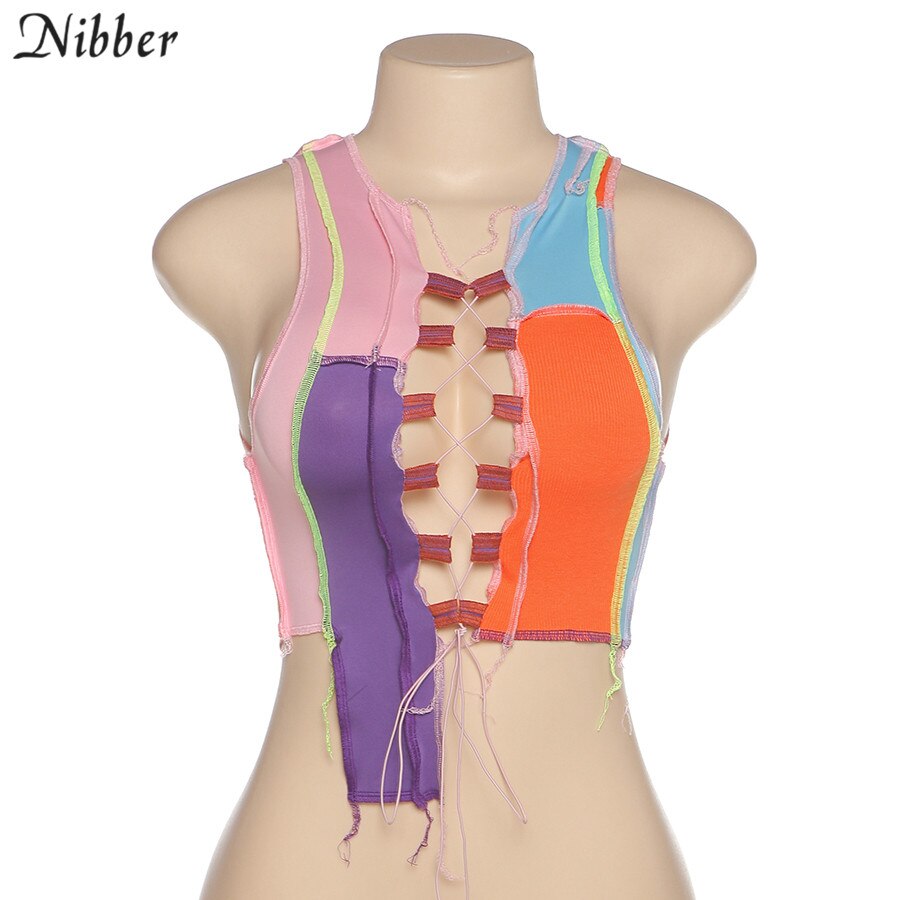 Street Wear Punk Style Ribbed Knitting Colorful Tank Top JKP4550 Street Wear Punk Style Ribbed Knitting Colorful Tank Top JKP4550