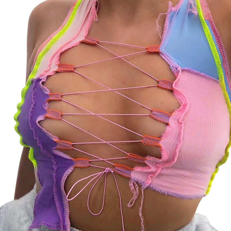 Street Wear Punk Style Ribbed Knitting Colorful Tank Top JKP4550 Street Wear Punk Style Ribbed Knitting Colorful Tank Top JKP4550