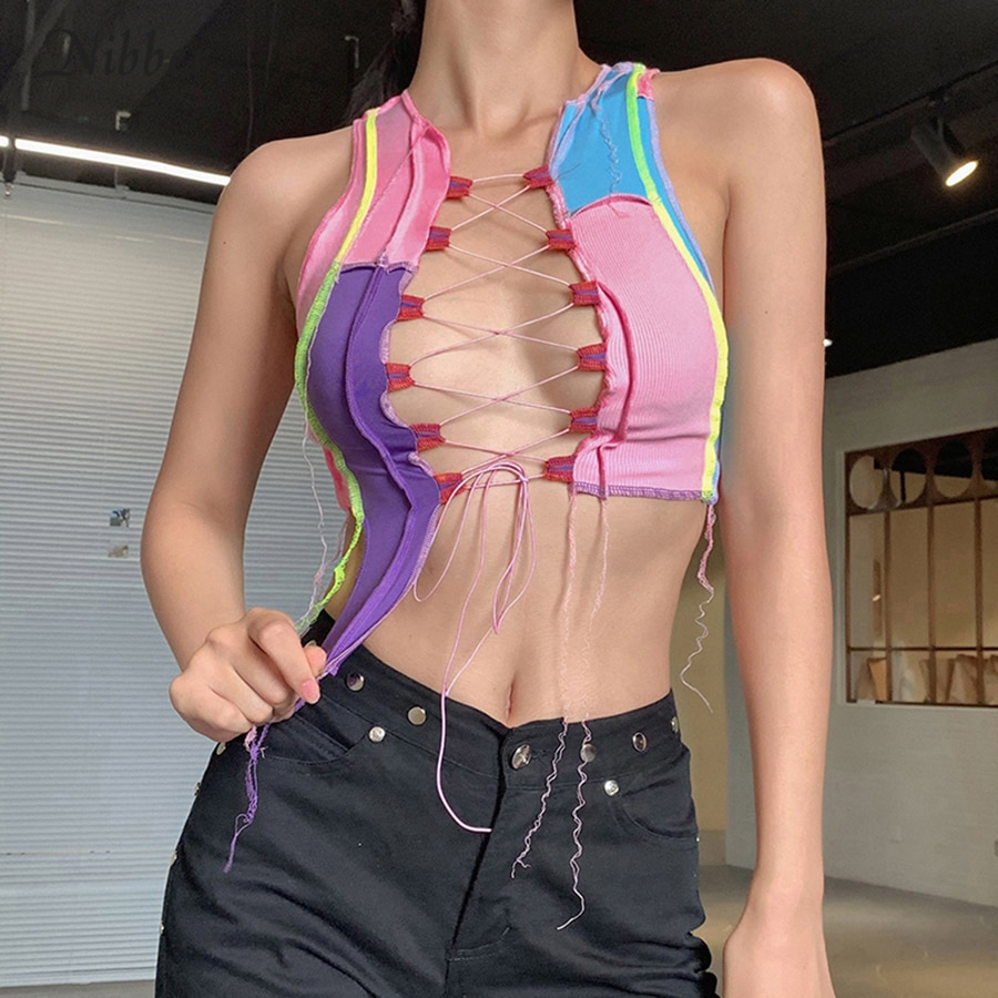 Street Wear Punk Style Ribbed Knitting Colorful Tank Top JKP4550 Street Wear Punk Style Ribbed Knitting Colorful Tank Top JKP4550