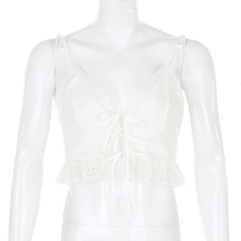 FREE SHIPPING 90s Vintage Frill Lace Crop Tops JKP4551 FREE SHIPPING 90s Vintage Frill Lace Crop Tops JKP4551