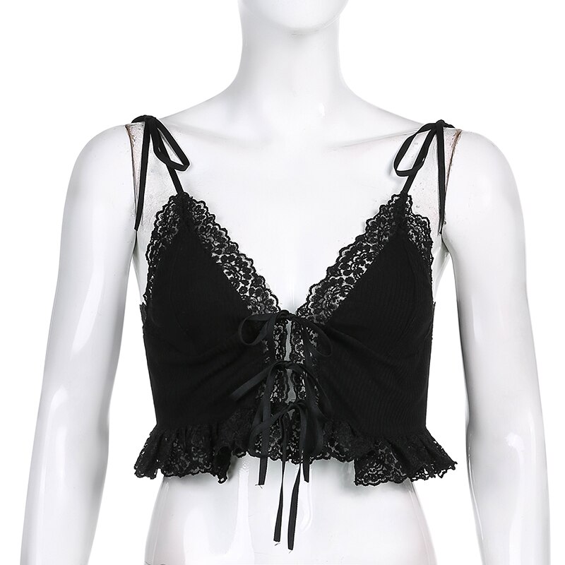 FREE SHIPPING 90s Vintage Frill Lace Crop Tops JKP4551 FREE SHIPPING 90s Vintage Frill Lace Crop Tops JKP4551