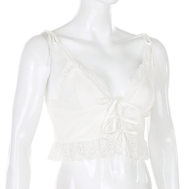 FREE SHIPPING 90s Vintage Frill Lace Crop Tops JKP4551 FREE SHIPPING 90s Vintage Frill Lace Crop Tops JKP4551