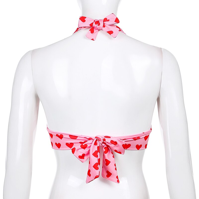 Cute Bustier Crop Top Pink Heart JKP4560 Cute Bustier Crop Top Pink Heart JKP4560