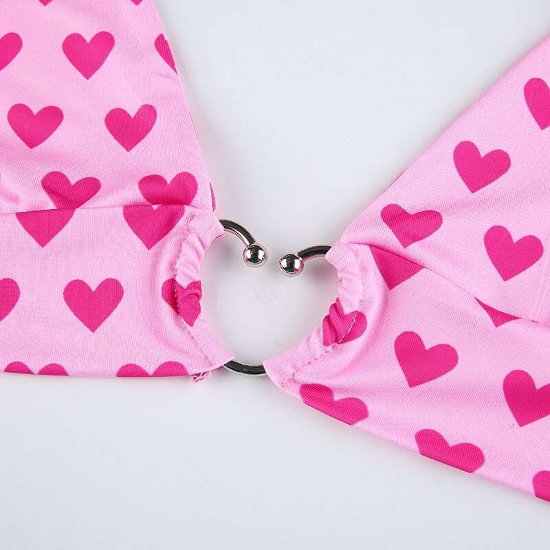 Sweetown Pink Heart Print Cute Bustier Crop Top Women Y2K Aesthetic Kawaii Clothes Sleeveless Backless Lace Up Bralette Camisole Sweetown Pink Heart Print Cute Bustier Crop Top Women Y2K Aesthetic Kawaii Clothes Sleeveless Backless Lace Up Bralette Camisole