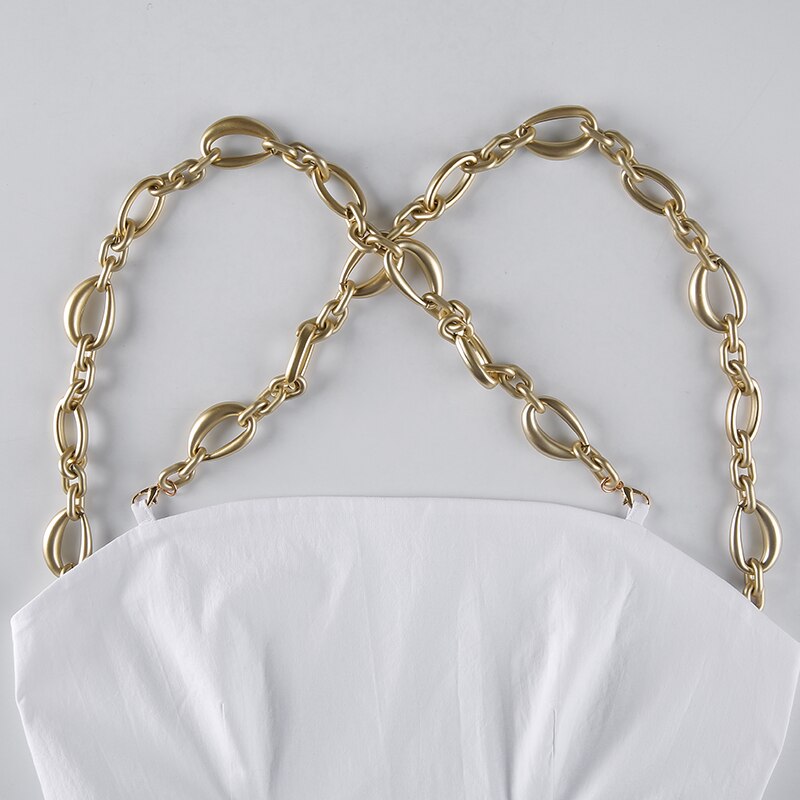 Sweetown White Backless Sexy Rave Crop Top Metal Chains Cross Party Clubwear Off Shouldr Tube Tops Female Summer Tanks Corsets Sweetown White Backless Sexy Rave Crop Top Metal Chains Cross Party Clubwear Off Shouldr Tube Tops Female Summer Tanks Corsets