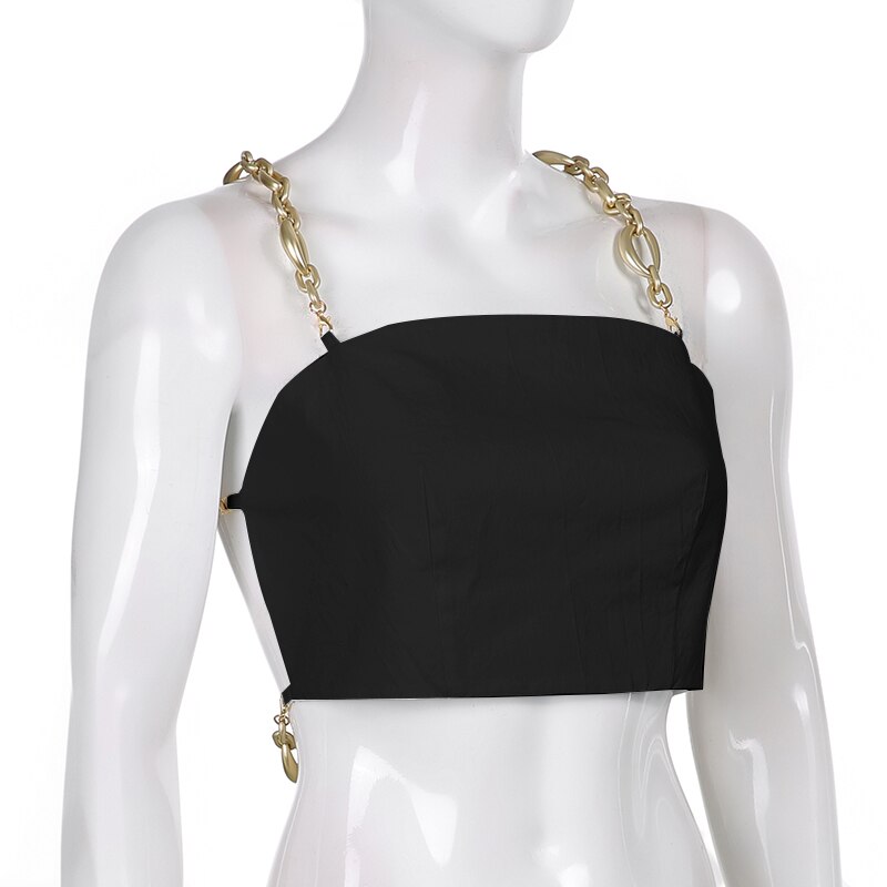 Sweetown White Backless Sexy Rave Crop Top Metal Chains Cross Party Clubwear Off Shouldr Tube Tops Female Summer Tanks Corsets Sweetown White Backless Sexy Rave Crop Top Metal Chains Cross Party Clubwear Off Shouldr Tube Tops Female Summer Tanks Corsets