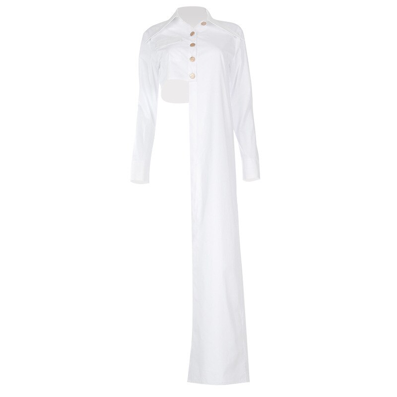 Joskaa Asymmetric Women Streetwear Top Lapel Button Up Short Sleeve Summer Cardigans Young Girl Y2k Shirt Tees White Blouses