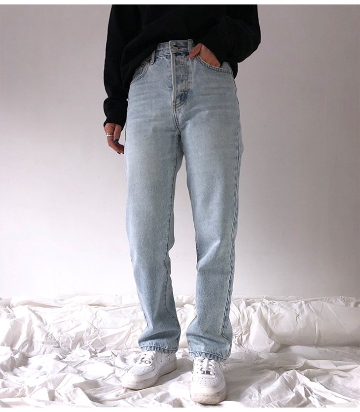 FREE SHIPPING Casual Light Blue Straight Jeans JKP4584