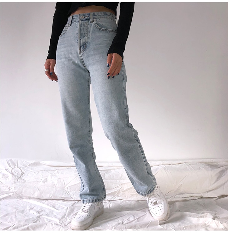FREE SHIPPING Casual Light Blue Straight Jeans JKP4584