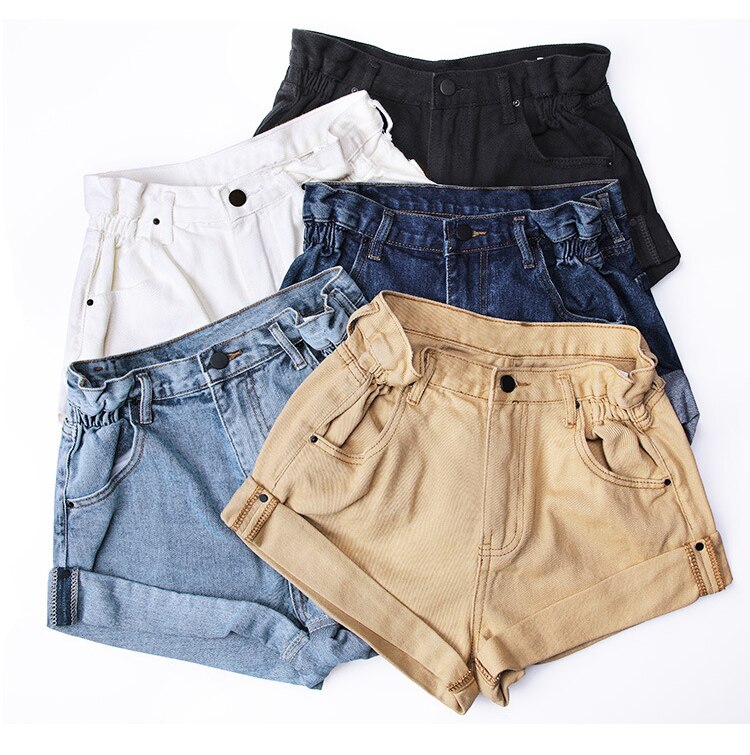 New Vintage Short Jeans Wide Leg Elastic Waist JKP4585