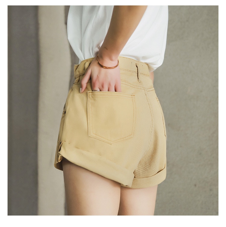 New Vintage Short Jeans Wide Leg Elastic Waist JKP4585