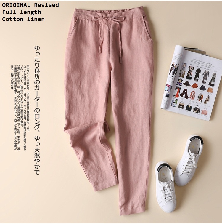 FREE SHIPPING Elegant Linen Trousers Stretchy JKP4591