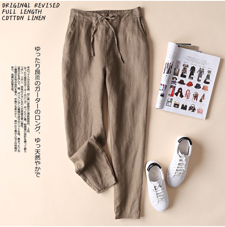 FREE SHIPPING Elegant Linen Trousers Stretchy JKP4591