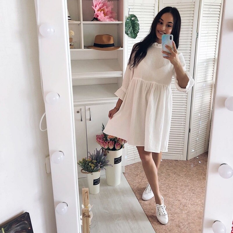 FREE SHIPPING White Ruffles Mini Dress Stand Collar Flare Sleeve JKP4605 FREE SHIPPING White Ruffles Mini Dress Stand Collar Flare Sleeve JKP4605
