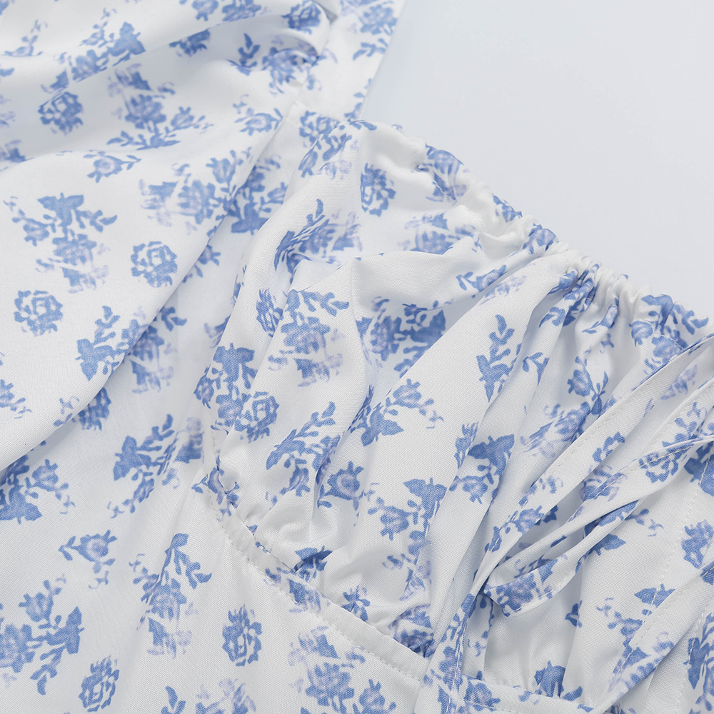 Foridol Floral Print Summer Dress Women Boho Slit Maxi Long Dress Vintage Beach Dress Puff Sleeve A-line Blue Sundress 2021 Foridol Floral Print Summer Dress Women Boho Slit Maxi Long Dress Vintage Beach Dress Puff Sleeve A-line Blue Sundress 2021