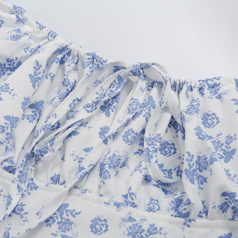 Foridol Floral Print Summer Dress Women Boho Slit Maxi Long Dress Vintage Beach Dress Puff Sleeve A-line Blue Sundress 2021 Foridol Floral Print Summer Dress Women Boho Slit Maxi Long Dress Vintage Beach Dress Puff Sleeve A-line Blue Sundress 2021