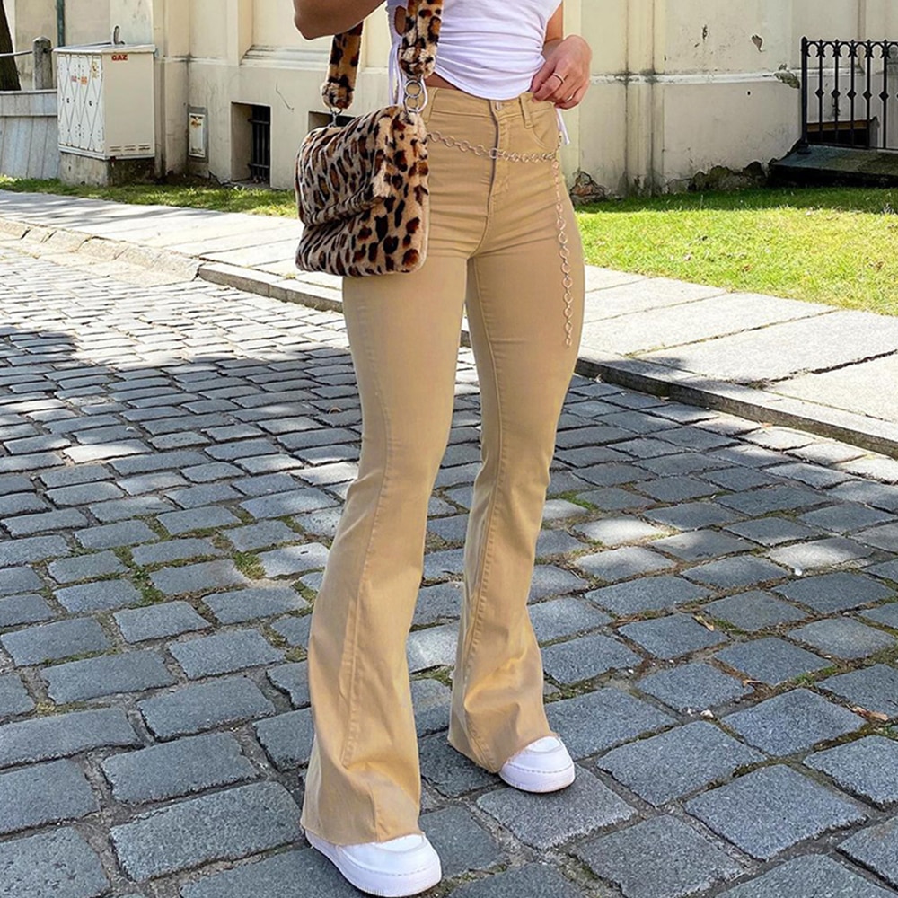 FREE SHIPPING Women Flared Jeans Khaki Black Brown JKP4613 FREE SHIPPING Women Flared Jeans Khaki Black Brown JKP4613