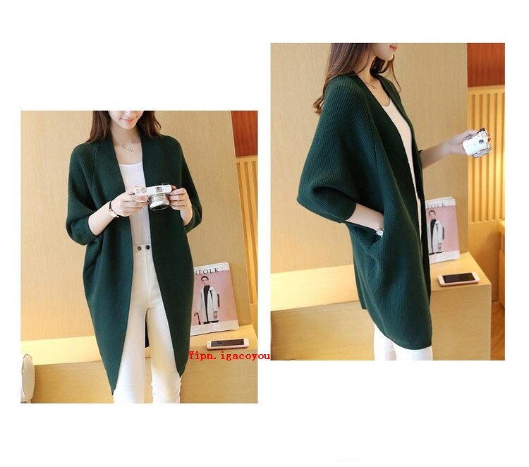 2020 Long Cardigan Women Sweater Autumn Winter Bat Sleeve Knitted Sweater Plus Size Jacket Loose Ladies Sweaters Cardigans 3XL