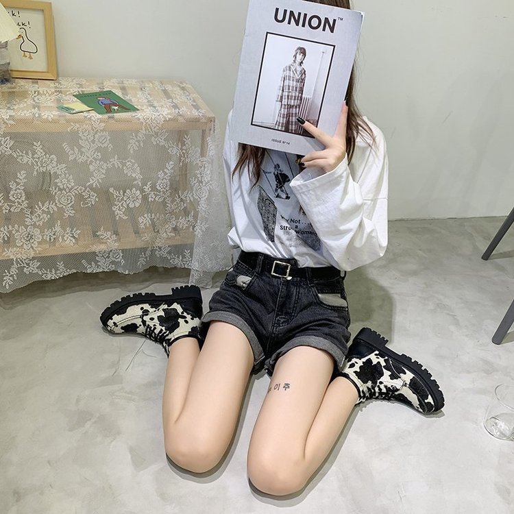 FREE SHIPPINHG Women Motorcycle Boots Cow Pattern JKP4620 FREE SHIPPINHG Women Motorcycle Boots Cow Pattern JKP4620