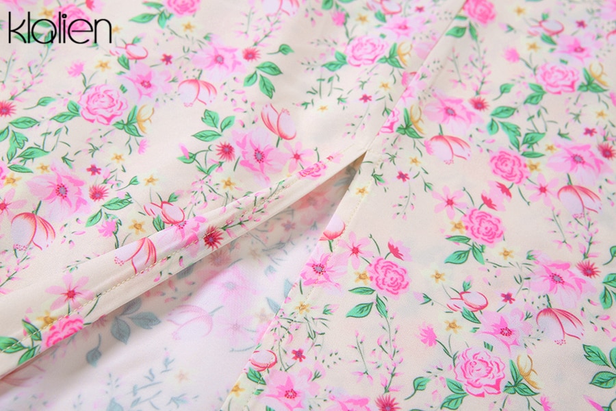 KLALIEN Summer Fashion Elegant Boho Print Slit Maxi Dress Women French Romantic Party Vacation Beach Casual Floral Dress Ladies KLALIEN Summer Fashion Elegant Boho Print Slit Maxi Dress Women French Romantic Party Vacation Beach Casual Floral Dress Ladies