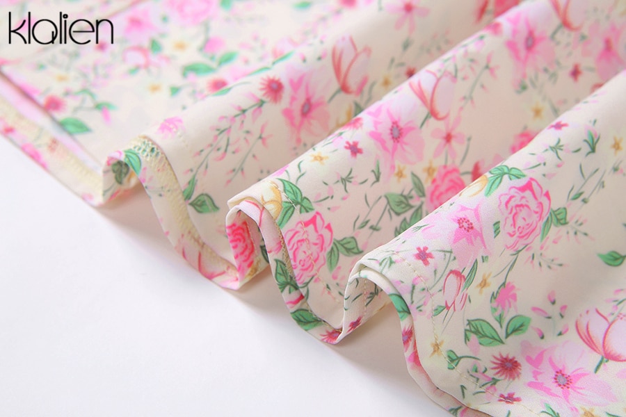 KLALIEN Summer Fashion Elegant Boho Print Slit Maxi Dress Women French Romantic Party Vacation Beach Casual Floral Dress Ladies KLALIEN Summer Fashion Elegant Boho Print Slit Maxi Dress Women French Romantic Party Vacation Beach Casual Floral Dress Ladies