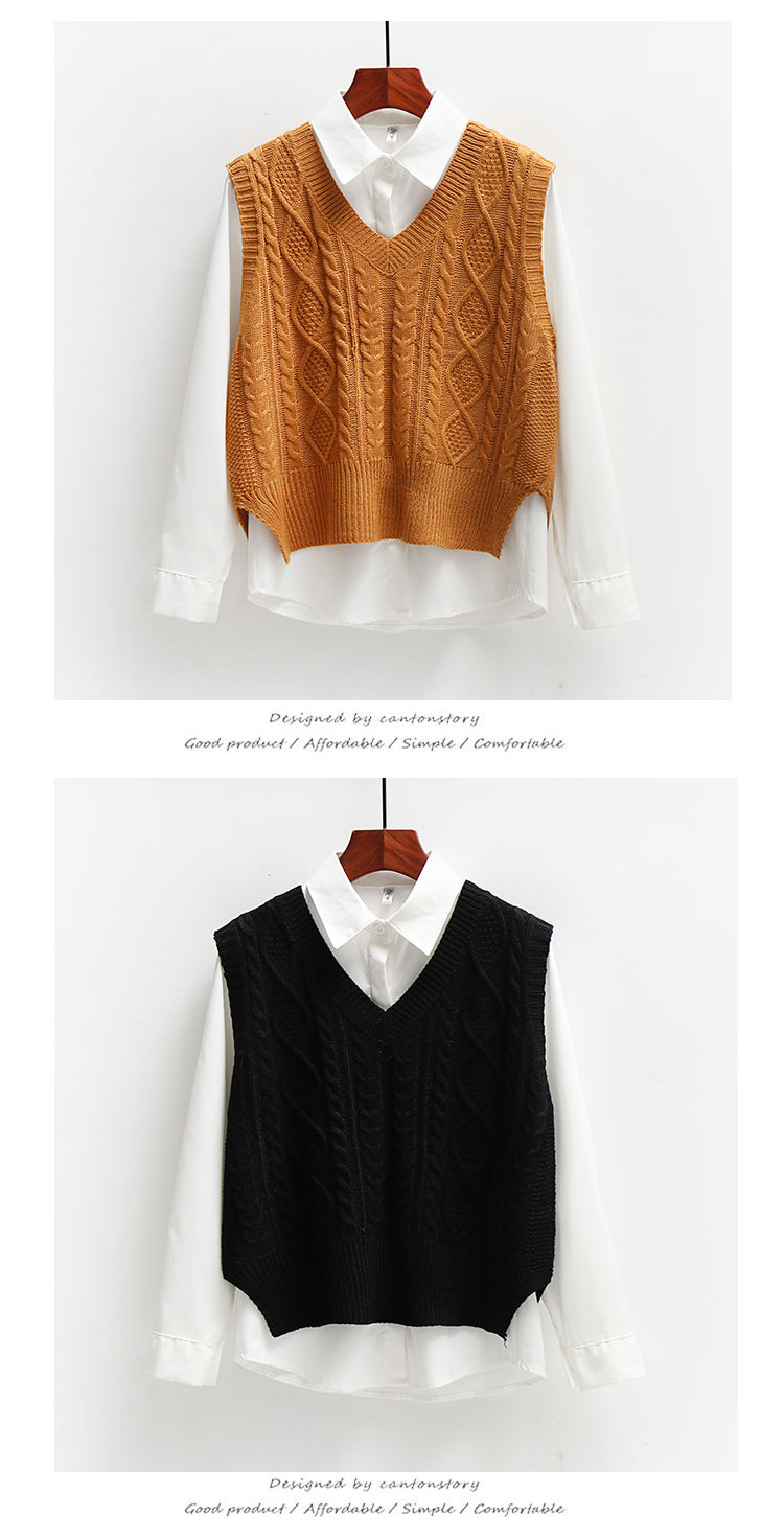 FREE SHIPPING Korean Style Sleeveless Knitted V-Neck JKP4627