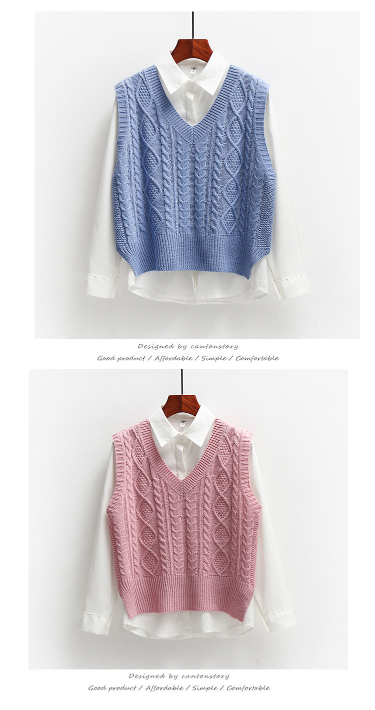 FREE SHIPPING Korean Style Sleeveless Knitted V-Neck JKP4627