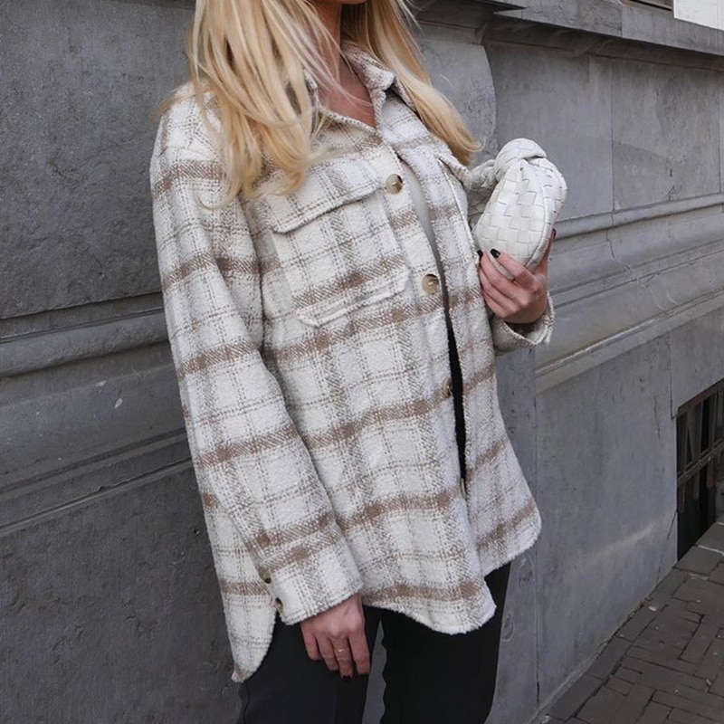 FREE SHIPPING Vintage Oversize Outwear Soft Tweed Shirts JKP4628 FREE SHIPPING Vintage Oversize Outwear Soft Tweed Shirts JKP4628
