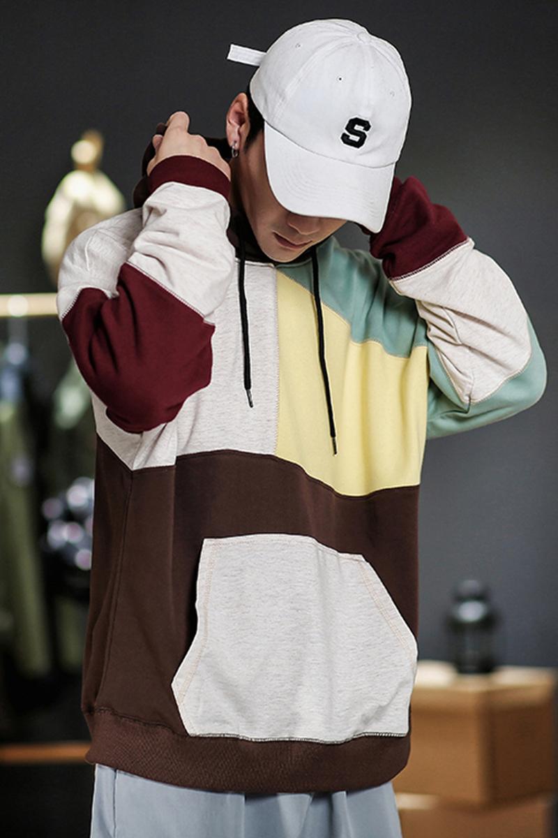 FREE SHIPPING Hoodies Patchwork Street Wear Style JKP6230