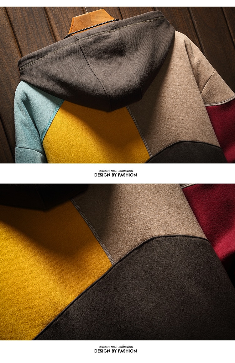 April MOMO 2021 Men's Hoodies Sweatshirts Plus Size AVPatchwork Contrasted Color Casual Hooded Shirt Men Pullover Hip Hop Hoody
