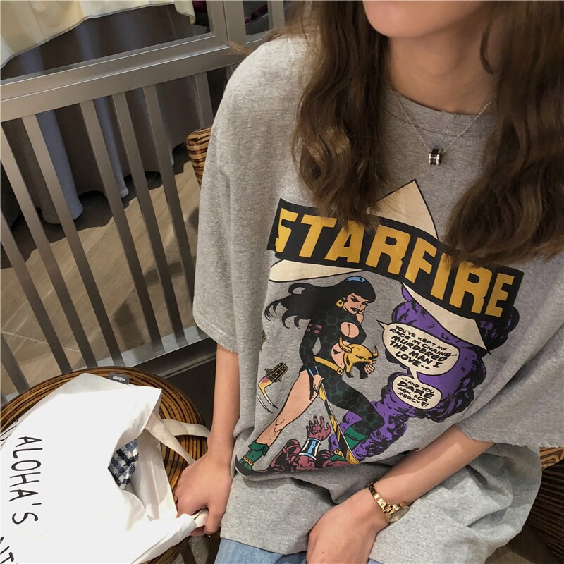 FREE SHIPPING Starfire Comic Cartoon Printed T-shirts JKP4629