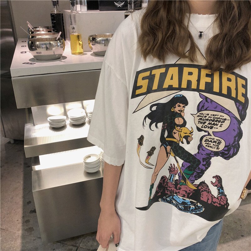 FREE SHIPPING Starfire Comic Cartoon Printed T-shirts JKP4629
