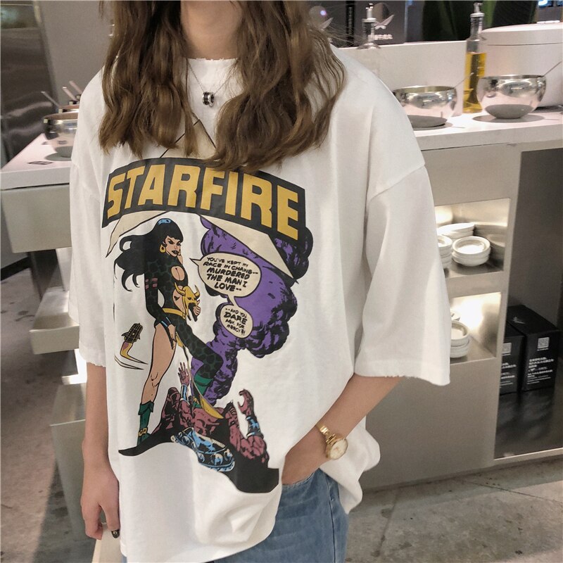 FREE SHIPPING Starfire Comic Cartoon Printed T-shirts JKP4629