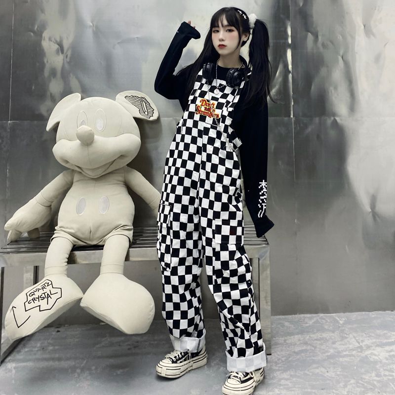 Street Casual Plaid Overalls Jumpsuit Cow Print JKP4632