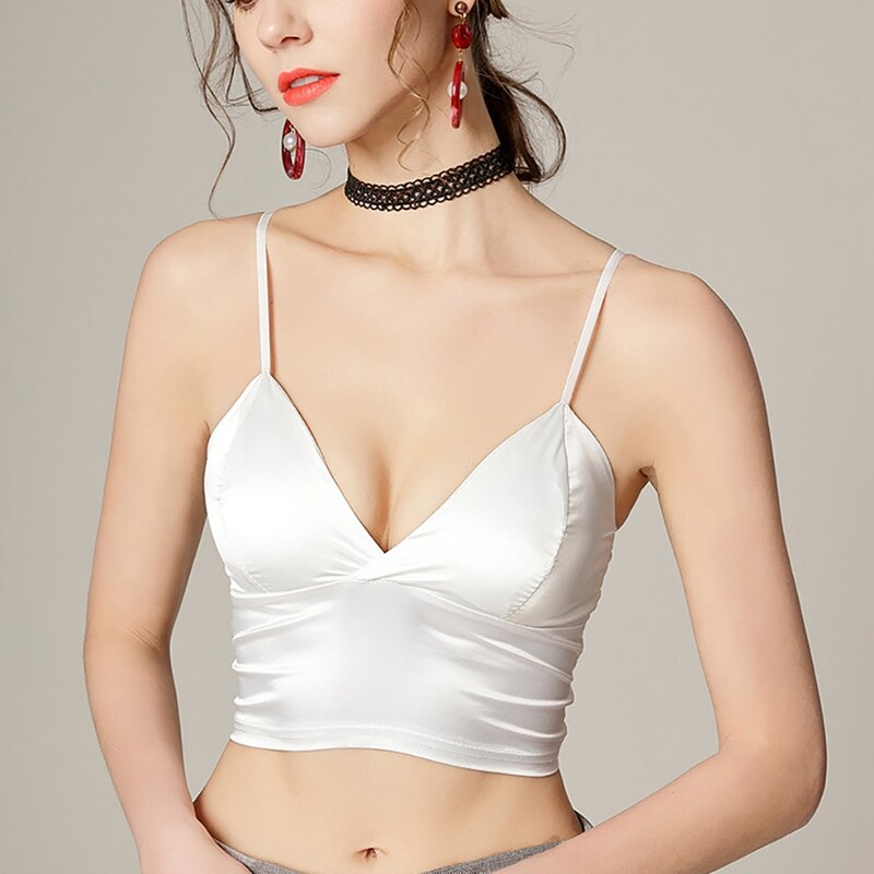 FREE SHIPPING Satin Padded Crop Top Camisole JKP4638 FREE SHIPPING Satin Padded Crop Top Camisole JKP4638
