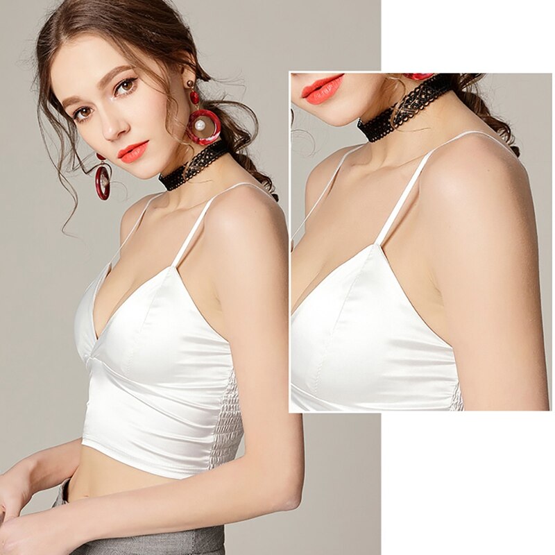 FREE SHIPPING Satin Padded Crop Top Camisole JKP4638 FREE SHIPPING Satin Padded Crop Top Camisole JKP4638