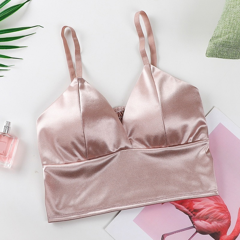 FREE SHIPPING Satin Padded Crop Top Camisole JKP4638 FREE SHIPPING Satin Padded Crop Top Camisole JKP4638