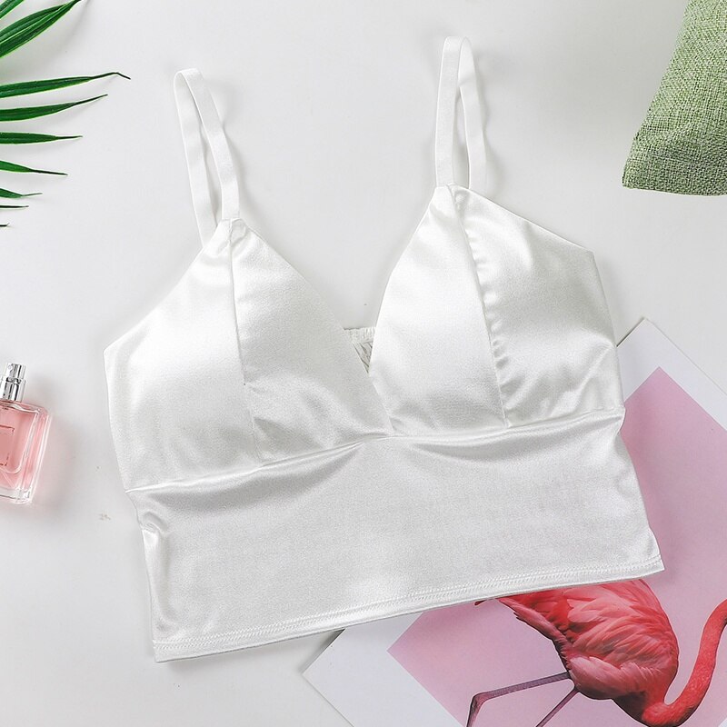 FREE SHIPPING Satin Padded Crop Top Camisole JKP4638 FREE SHIPPING Satin Padded Crop Top Camisole JKP4638
