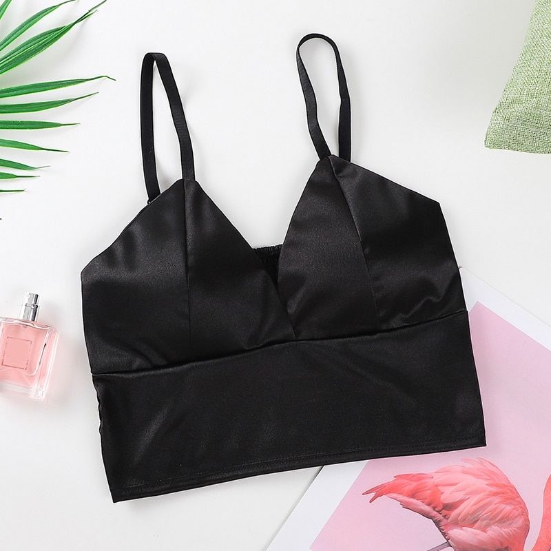 FREE SHIPPING Satin Padded Crop Top Camisole JKP4638 FREE SHIPPING Satin Padded Crop Top Camisole JKP4638