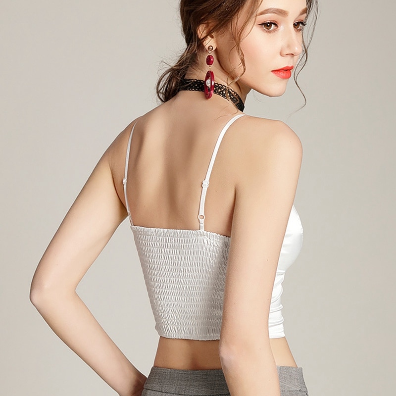 FREE SHIPPING Satin Padded Crop Top Camisole JKP4638 FREE SHIPPING Satin Padded Crop Top Camisole JKP4638
