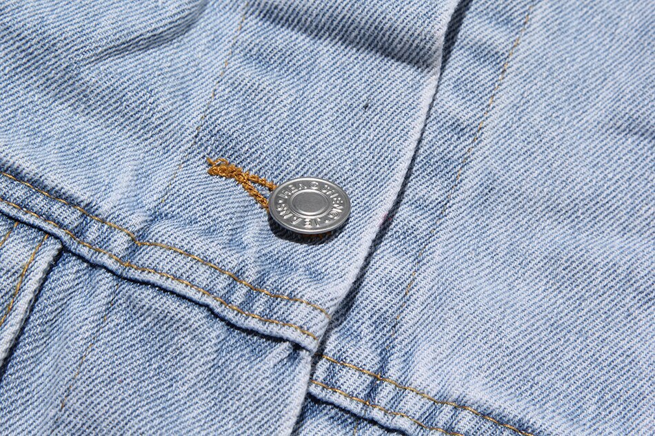 Denim Jacket Female Light Blue Diamond Tassel Coat Single-Breasted Open Back Women Jeans Coat 2021 Autumn Fashion New Clothing Denim Jacket Female Light Blue Diamond Tassel Coat Single-Breasted Open Back Women Jeans Coat 2021 Autumn Fashion New Clothing