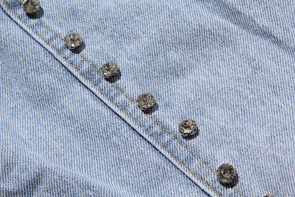 Denim Jacket Female Light Blue Diamond Tassel Coat Single-Breasted Open Back Women Jeans Coat 2021 Autumn Fashion New Clothing Denim Jacket Female Light Blue Diamond Tassel Coat Single-Breasted Open Back Women Jeans Coat 2021 Autumn Fashion New Clothing