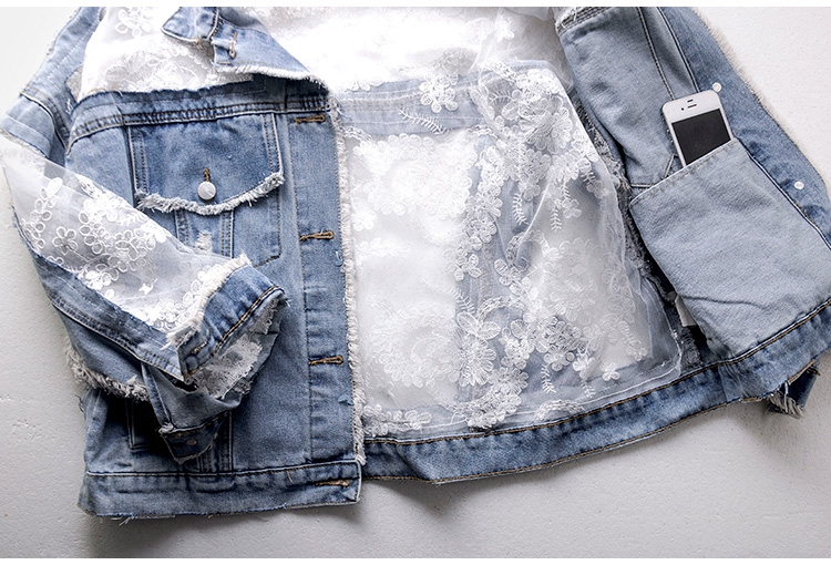 Chaquetas Mujer Summer Streetwear Embroidery Lace Patchwork Sexy Denim Jacket Women Frayed Tassel Loose Jeans Coat Plus Size 3XL Chaquetas Mujer Summer Streetwear Embroidery Lace Patchwork Sexy Denim Jacket Women Frayed Tassel Loose Jeans Coat Plus Size 3XL